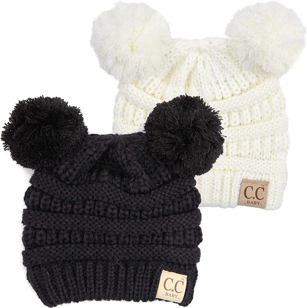 Funky Junque Exclusives Baby Infant Beanie Knit Warm Winter Pom Skull Cap Hat | Amazon (US)