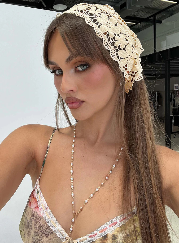 Lilibette Crochet Hair Bandana Butter | Princess Polly AU