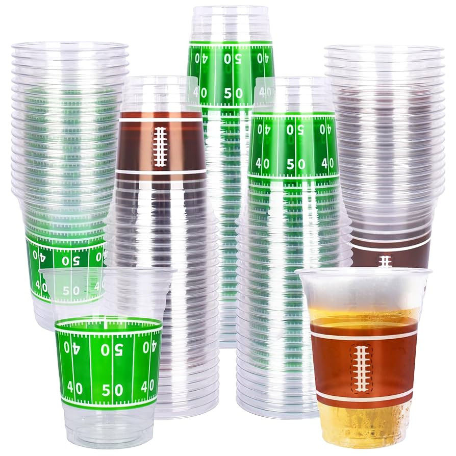 Gatherfun 100 Pcs 16oz Football Plastic Cups - Football Parties and Tailgate Events, Disposable &... | Amazon (US)