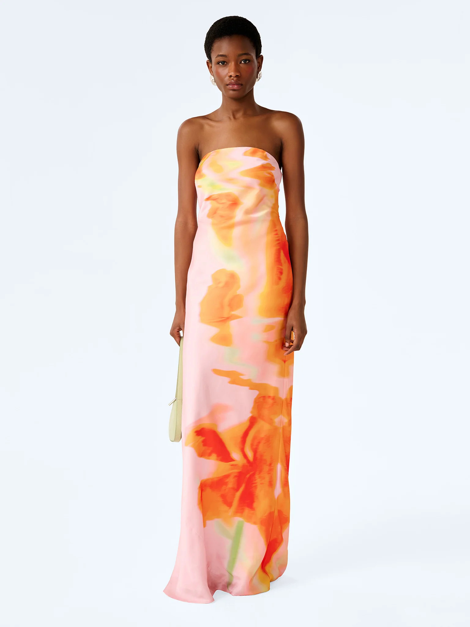 Amdra Dress in Pink Glitched Floral Placement | OMNES UK