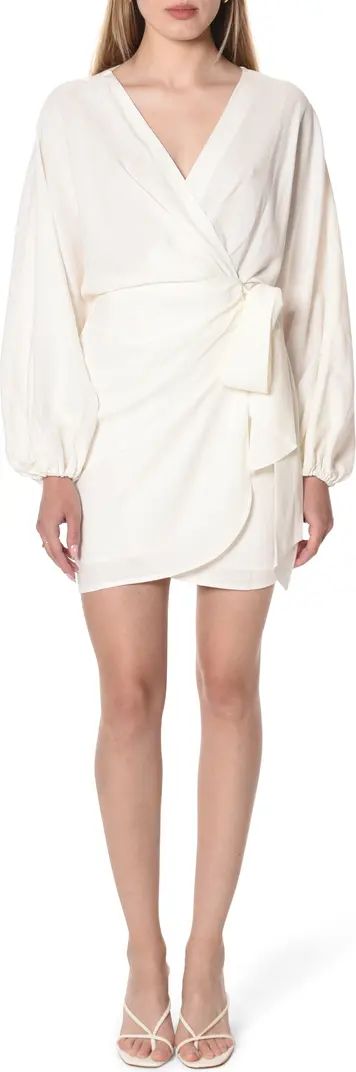 Amour Long Sleeve Linen Blend Wrap Dress | Nordstrom