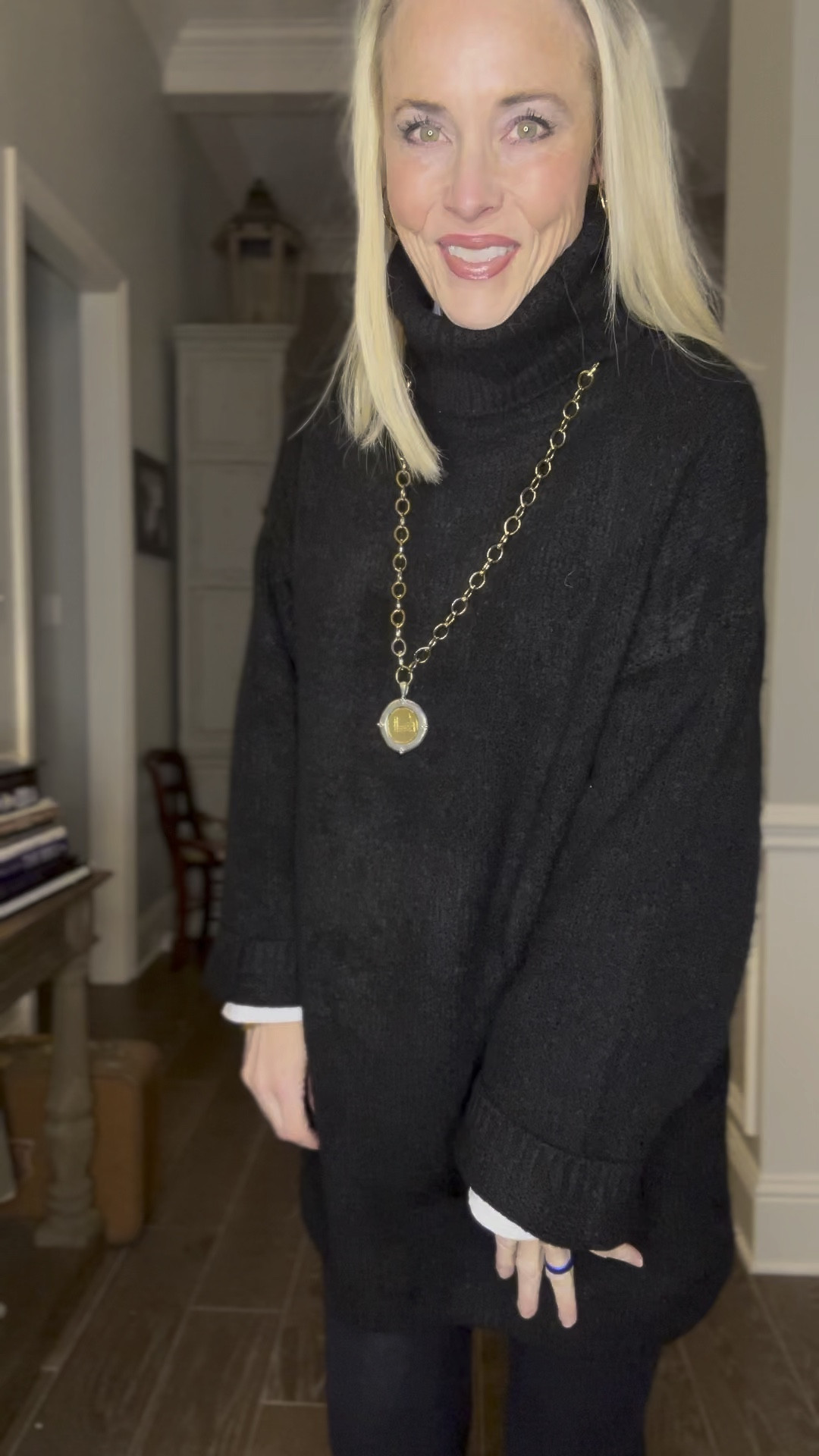 I adore this oversized turtleneck sweater from Pretty Garden. It works great over leggings but could also be worn as a dress if you are a bit shorter than I am. It comes in a gazillion colors, and I am eyeing the pink, the blue green, and the army green, too!! I’ve worn it over a simple white button down and rolled the sleeves a bit to show the white cuffs and paired it with my favorite CRZ Yoga matte black faux leather leggings and black cowboy boots. And of course I almost always finish my look off with Jennifer Ponson Designs jewelry. I’ve got on the 36” necklace and bracelet today. 

#LTKover40 #LTKfindsunder50 #LTKmidsize