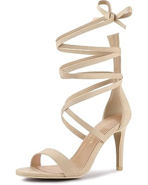 Allegra K Women's Open Toe Stiletto Heel Lace Up Heels Sandals | Amazon (US)