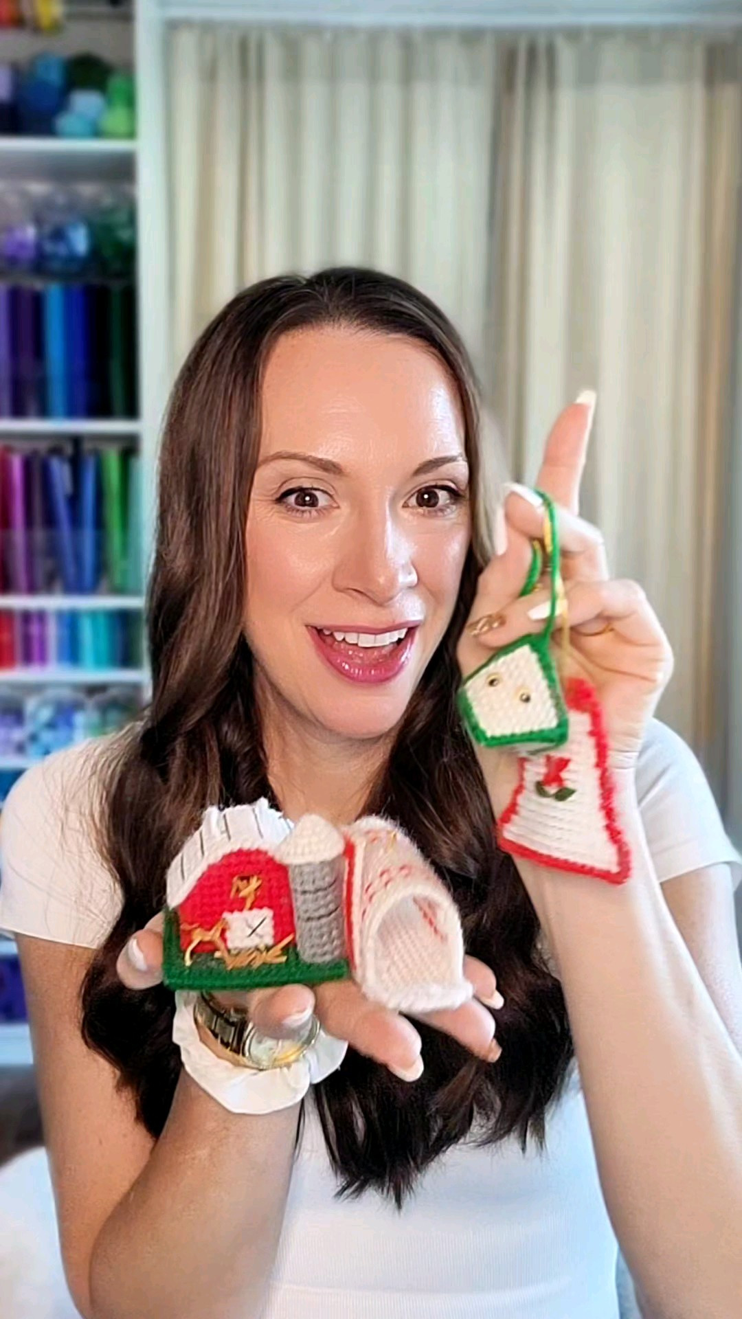 Vintage plastic canvas ornaments will always have my heart 🤍
Some of these were made by me, and others were stitched by my grandmother back in the 90s. From the barn + silo to the little mailbox, bell, and classic Hershey Kiss—these bring back so many memories.

My kids and I even used to make plastic canvas projects on road trips 🧵✨
I found old pattern books at thrift stores (and linked similar ones online), and I shared a full Hershey Kiss tutorial + 18+ DIY ornament ideas in my full video. https://simplemadepretty.com/diy-christmas-ornaments/

Nostalgic crafts just hit different.

#LTKholiday #LTKDIY #LTKHome #VintageChristmas #ChristmasDIY #PlasticCanvas #HandmadeChristmas #NostalgicDecor #ChristmasOrnaments #DIYChristmas #CraftIdeas #HolidayDecor 

 #LTKHoliday #LTKSeasonal #LTKHome