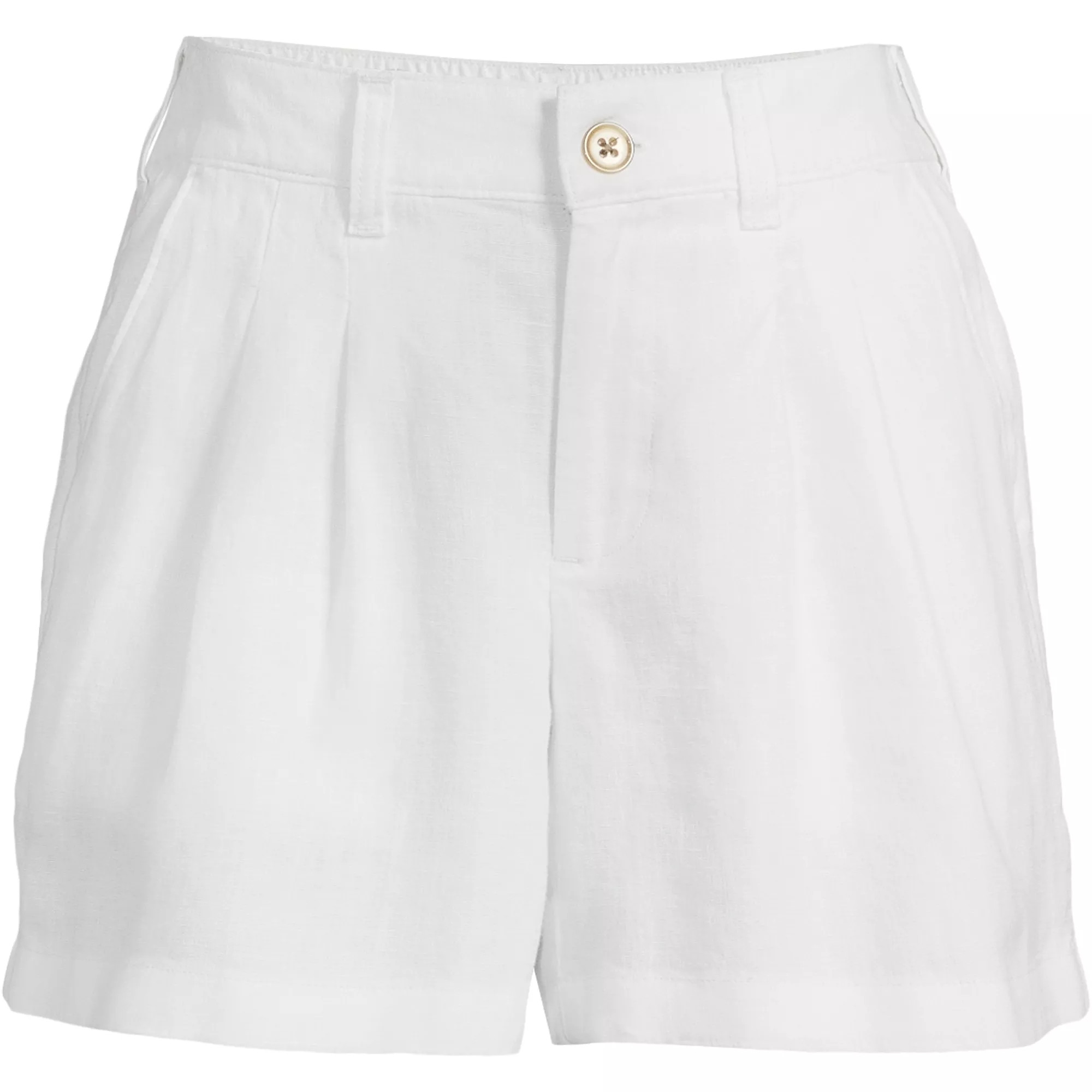 Women's High Rise Pleated A-line 5" Linen Shorts | Lands' End (US)