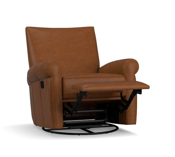 Grayson Leather Swivel Recliner | Pottery Barn (US)
