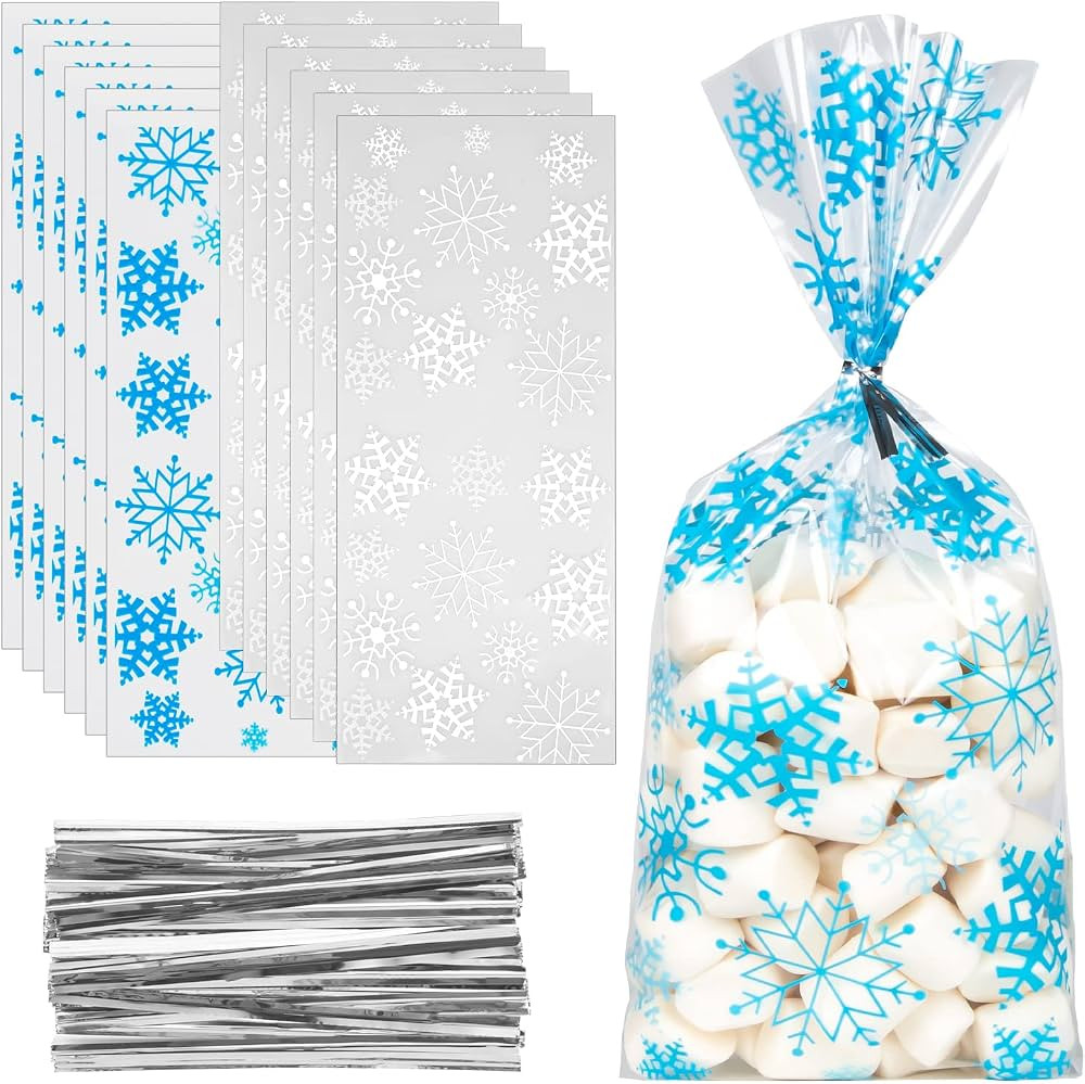 Labeol 200pcs Cellophane Bags 5X11 Christmas Treat Bags with Ties Goodie Bags Clear Gift Bags for... | Amazon (US)