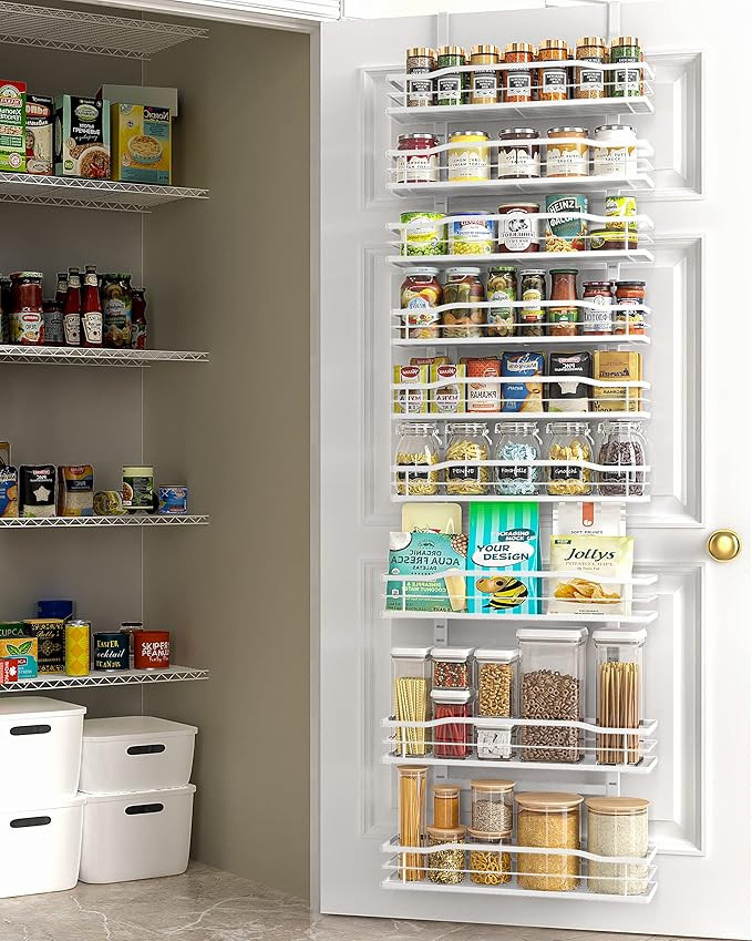 Moforoco White 9-Tier Over The Door Pantry Organizer, Pantry Organization And Storage, Metal Hang... | Amazon (US)