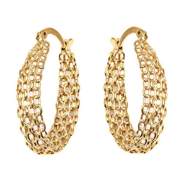 Peermont 18k Gold Plated Gold Cable Linked Hoop Earrings | Walmart (US)