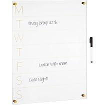 mDesign Weekly Dry Erase Board for Wall - Days of Week Acrylic White Board Daily Calendar Planner wi | Amazon (US)