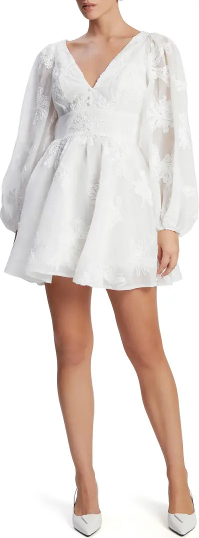 Bardot Eva Floral Sequin Long Sleeve Chiffon Minidress | Nordstrom | Nordstrom