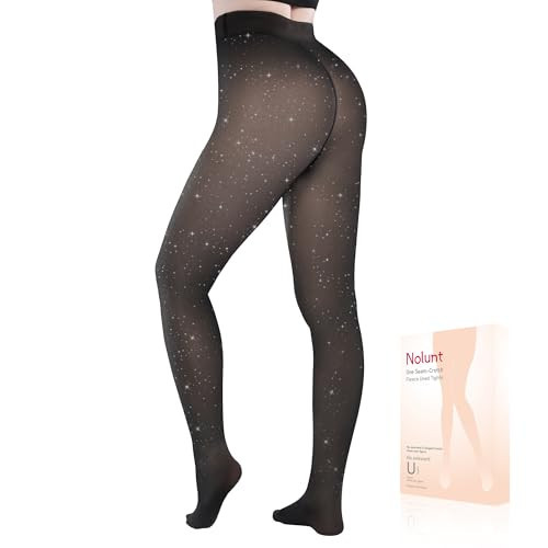 Women Fleece Lined Tights,Fake Translucent Warm Sparkle Pantyhose Leggings Fleece Lined Thermal Tights for Women in Winter. (Black Little Sparkle-LT) | Amazon (US)