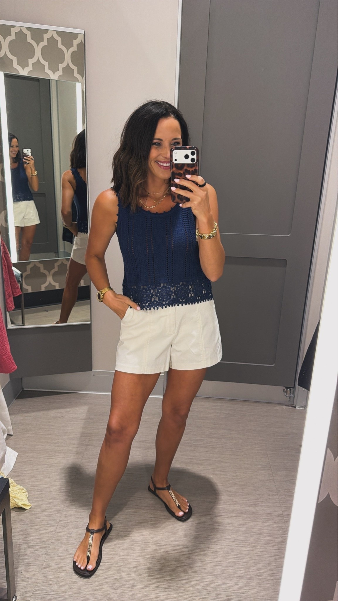 This navy and white combo never misses 🤍 The crochet-style top looks so chic and expensive, and paired with white shorts it makes the perfect summer outfit. Easy to dress up with wedges or keep casual with sandals for everything from vacation days to weekend errands.

Size XS, 5’3 for reference

#LTKStyle #LTKFinds #TargetStyle #TargetFashion #SummerStyle #CoastalStyle #AffordableFashion #EverydayOutfit #OOTD #LTKUnder50