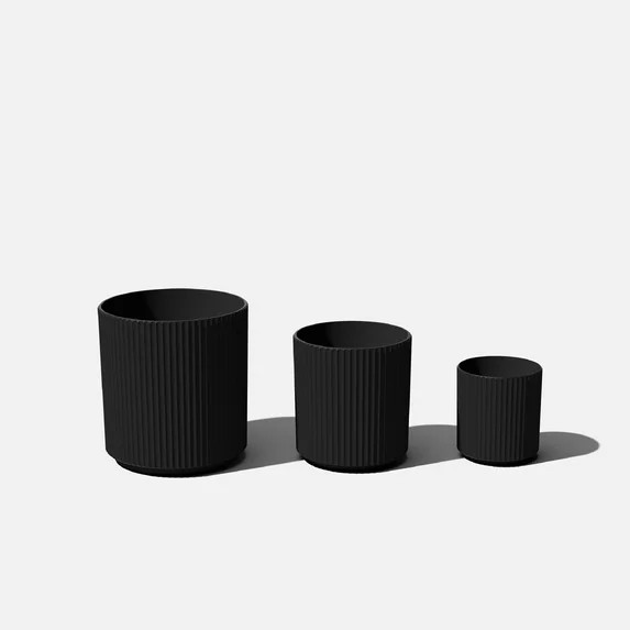 Veradek Demi Series Bundle - Three Piece Set of Plastic-Stone Planters - Black | Walmart (US)