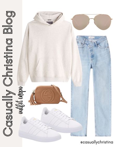 Casual outfit idea! Easy and cute outfit combo for everyday style looks. 

Comfortable Abercrombie pullover hooded sweatshirt paired with white adidas sneakers, neutral crossbody bag (my everyday bag is the Gucci disco bag) Abercrombie jeans, and diff sunnies! 

What to wear, outfit inspo, casual style, everyday style, dad jeans, mom style, white sneakers, school outfit, outfit ideas, travel outfit, winter look, fall outfit idea, mom style #ltkitbag #abercrombie #ltkoliday #ltkcurves #ltku

#LTKstyletip #LTKunder100 #LTKshoecrush