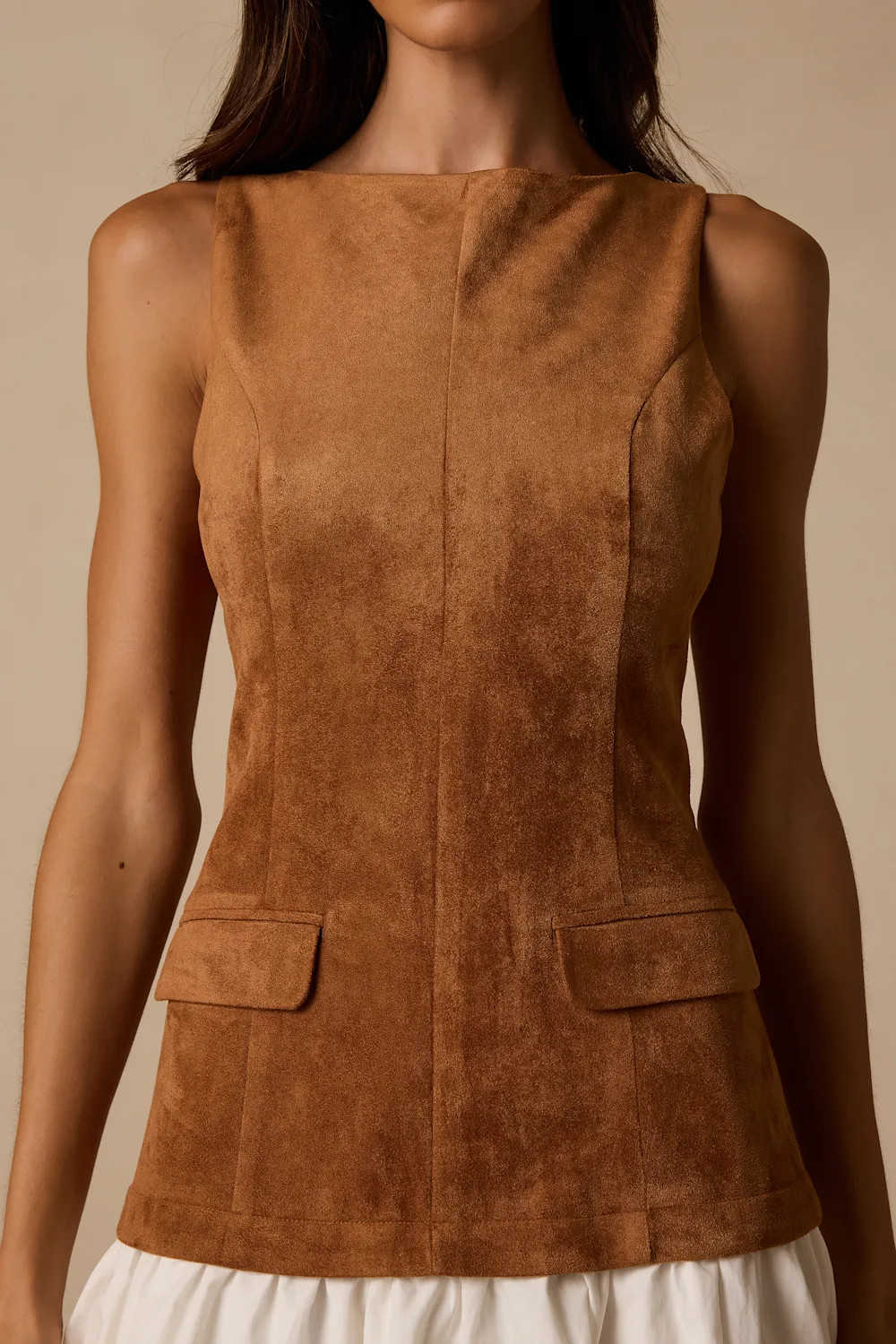 Rana Light Brown Suede Drop Waist Mini Dress | Lulus