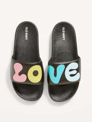 Printed Faux-Leather Pool Slide Sandals for Girls | Old Navy (US)