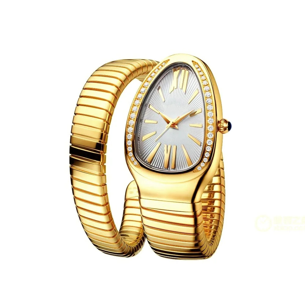 Classic Snake Shape Watch For Women Gold Silver Scaleable Bracelet Watches Bling Diamonds Quartz ... | Walmart (US)