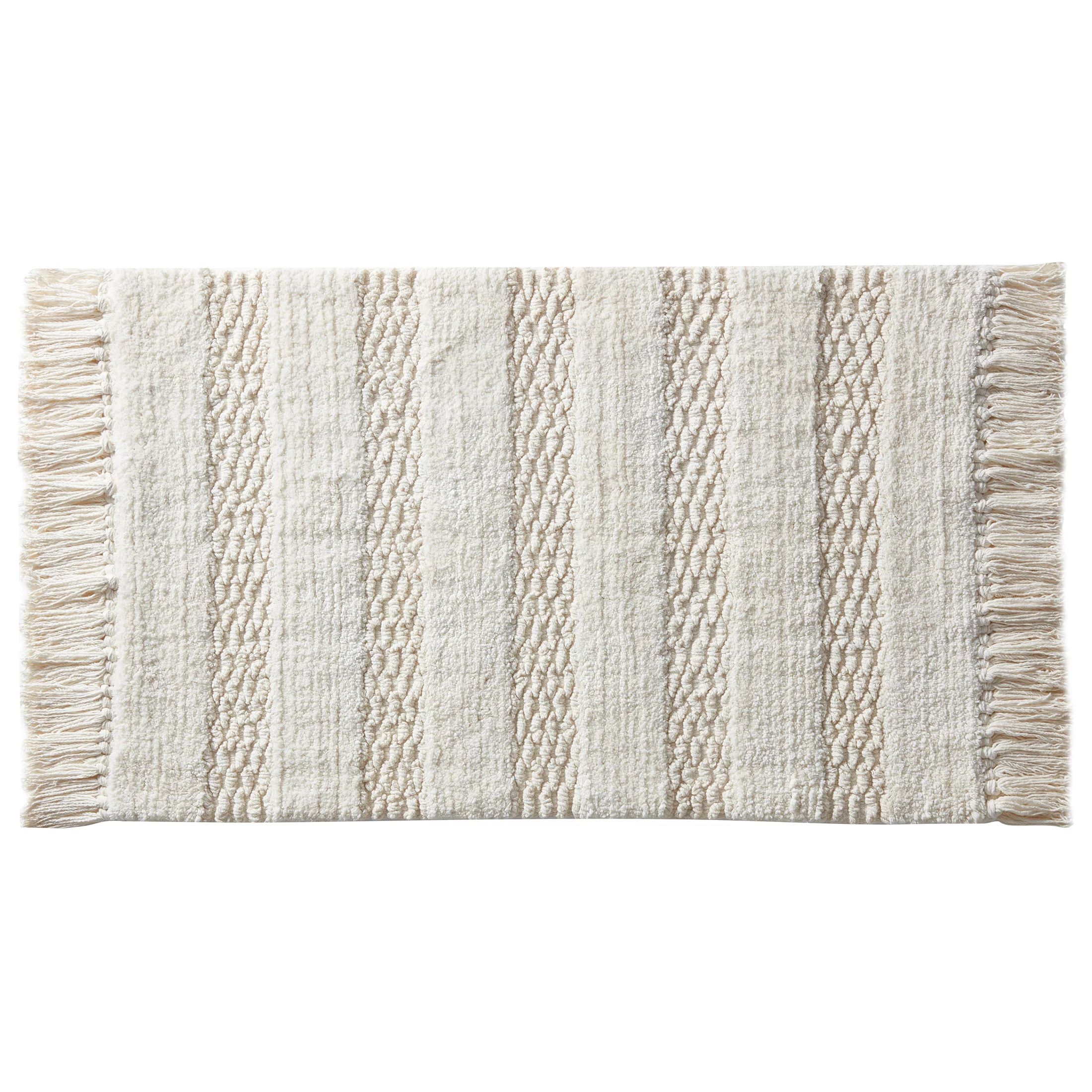 My Texas House Lancaster Fringe Cotton Bath Rug , Ivory, 20" x 32" | Walmart (US)