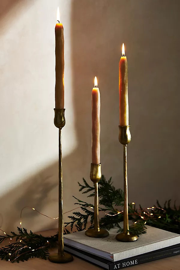 Aurora Gold Metal Taper Candle Holder | Anthropologie (US)
