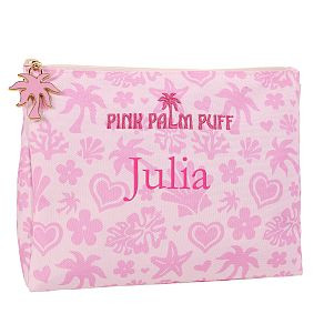 Pink Palm Puff Accessories Pouch | Pottery Barn Teen