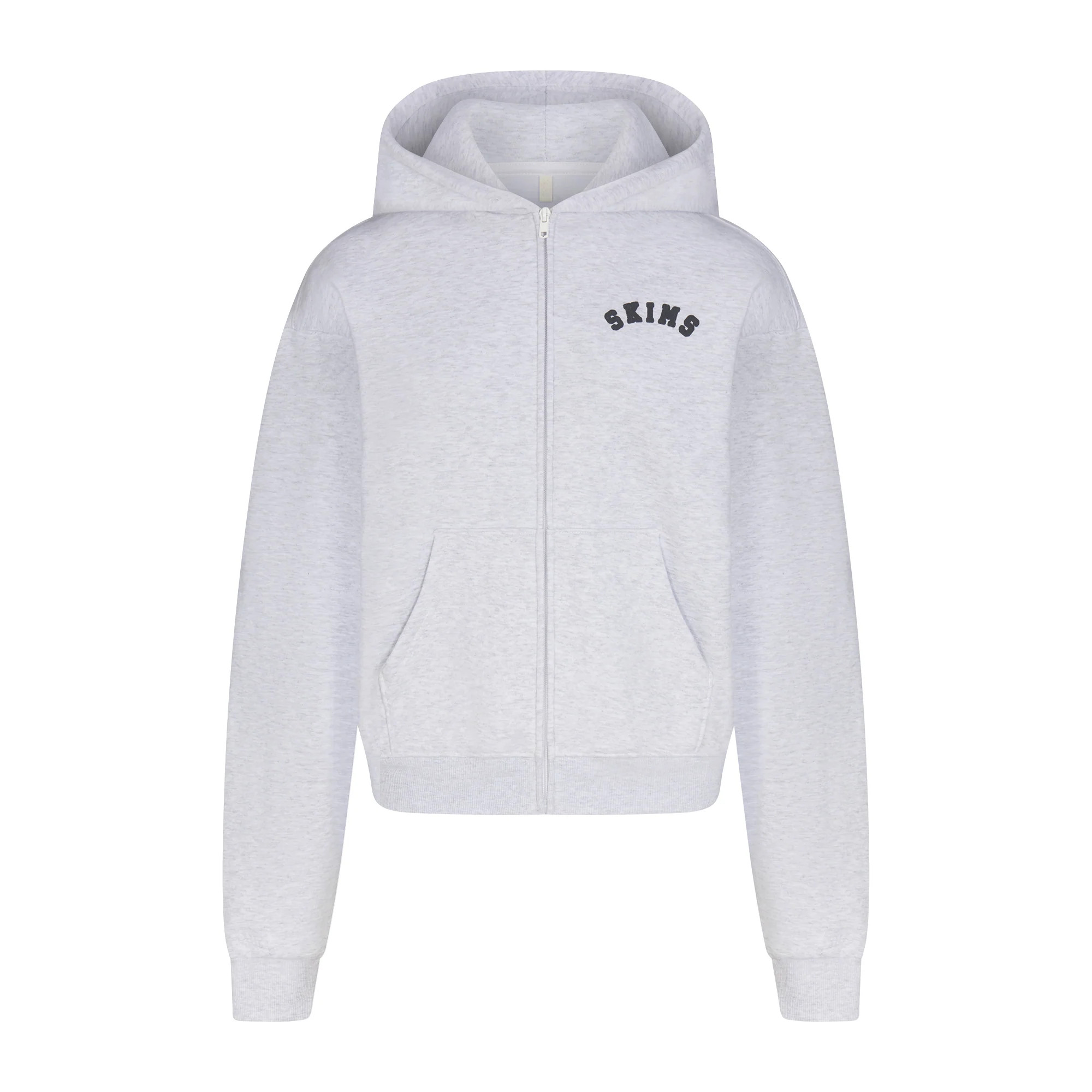 COTTON FLEECE LOGO CLASSIC ZIP UP HOODIE | ONYX ARCHED LOGO PATCH | SKIMS | SKIMS (US)