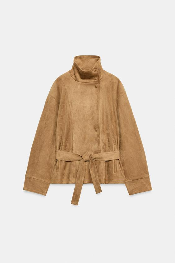 BELTED FAUX SUEDE JACKET | Zara UK