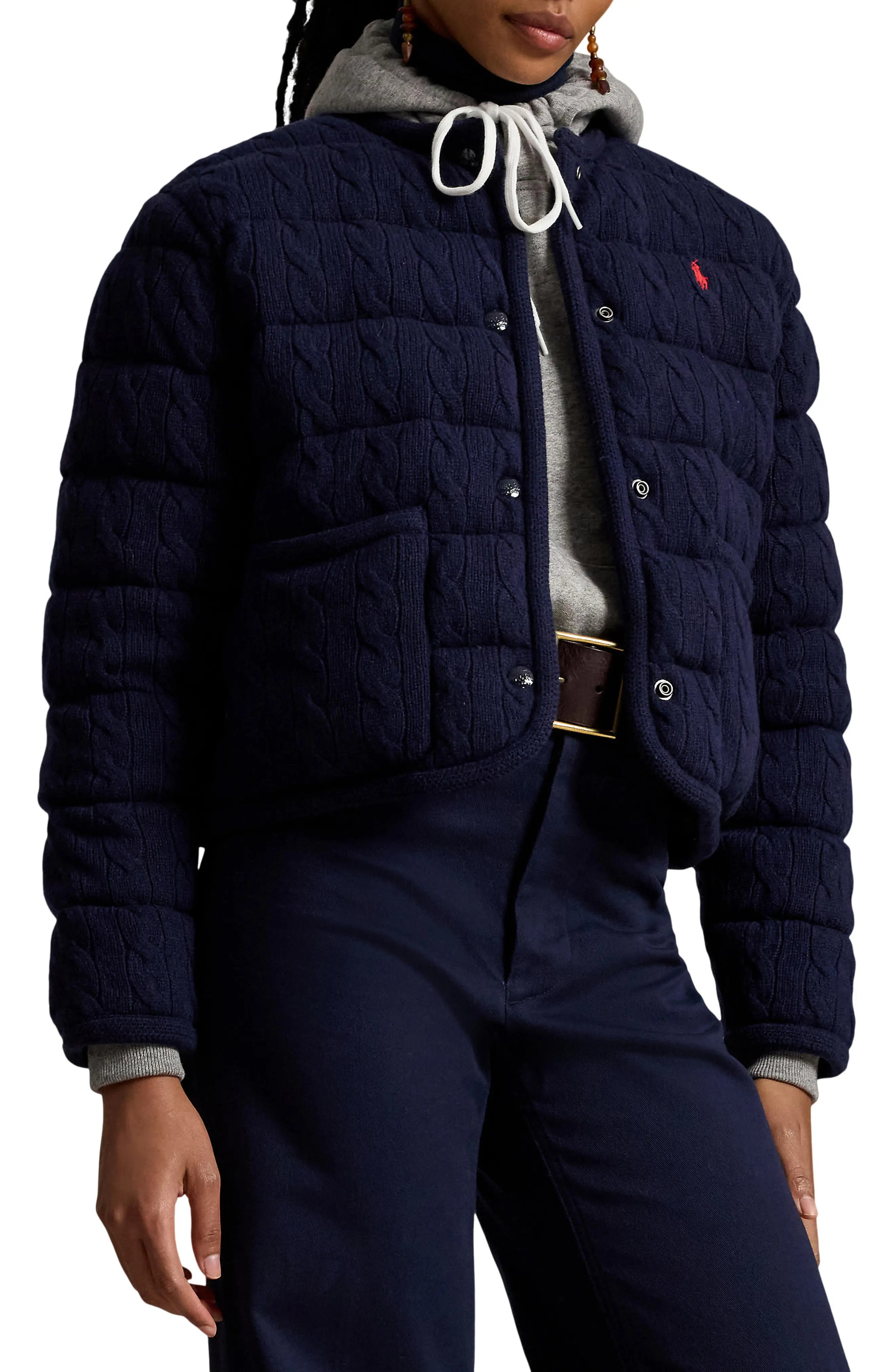 Padded Cable Stitch Wool & Cashmere Puffer Jacket (Women) | Nordstrom | Nordstrom