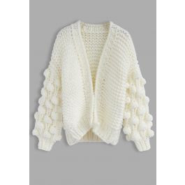 Cuteness on Sleeves Chunky Cardigan in White | Chicwish