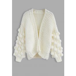 Cuteness on Sleeves Chunky Cardigan in White | Chicwish