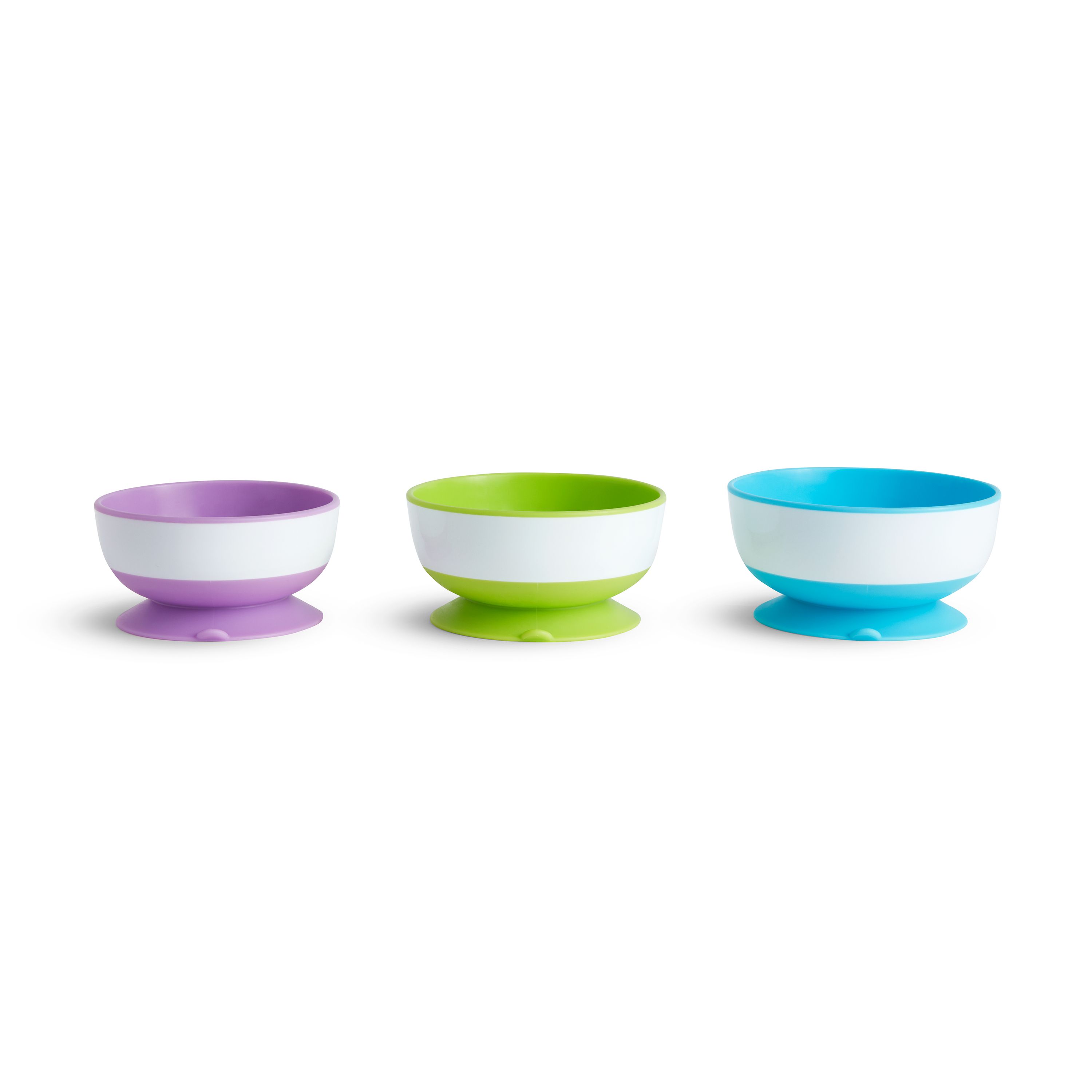 Munchkin® Stay Put Suction Round Bowls, Plastic, Multi-Color, 3 Pack | Walmart (US)