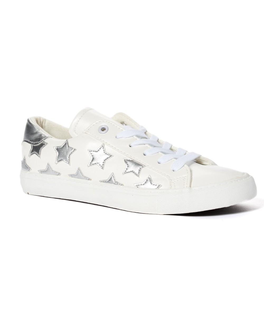 EPIC STEP Women's Sneakers SILVER - Silver & White Star Sneaker - Women | Zulily