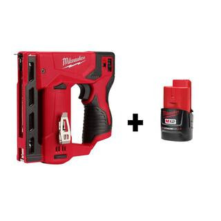 Milwaukee M12 12-Volt Lithium-Ion Cordless 3/8 in. Crown Stapler with M12 2.0Ah Battery 2447-20-4... | The Home Depot