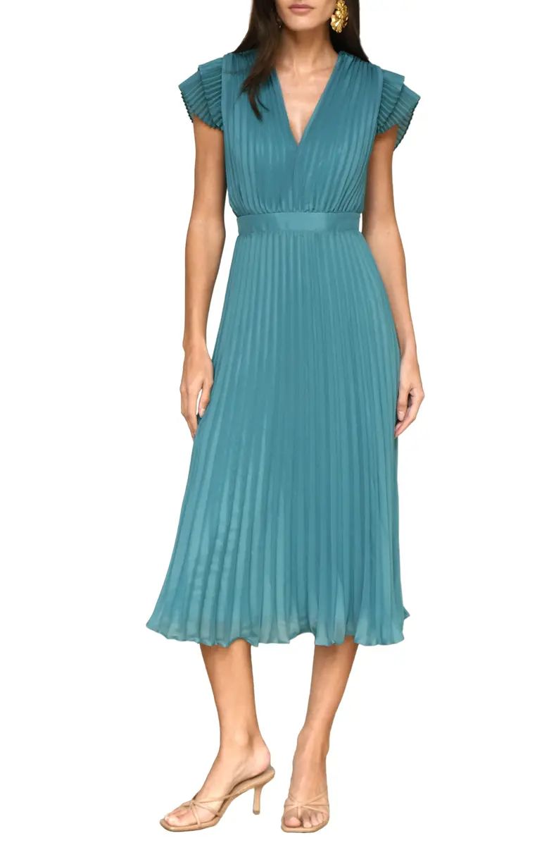 Daisy Pleated Tie Back Midi Dress | Nordstrom