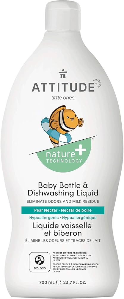 ATTITUDE Baby Bottle and Dishwashing Liquid, EWG Verified, No Dyes, Tough on Milk Residue and Gre... | Amazon (US)