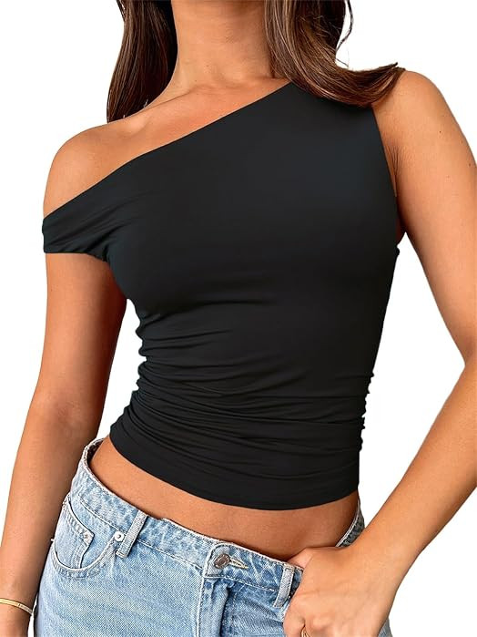 ForeFair Womens Off Shoulder Tops Sleeveless Going Out Crop Tank Tops Slim Fitted Shirts Summer O... | Amazon (US)