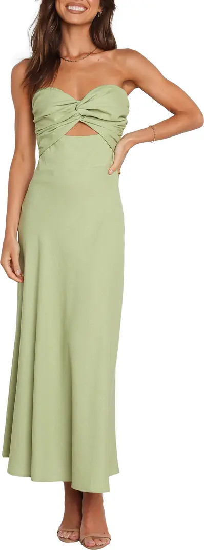 Rosetta Cutout Cotton & Linen Strapless Dress | Nordstrom