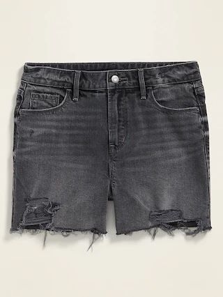 High-Waisted Distressed Gray Cut-Off Jean Shorts for Women -- 3.5-inch inseam | Old Navy (US)