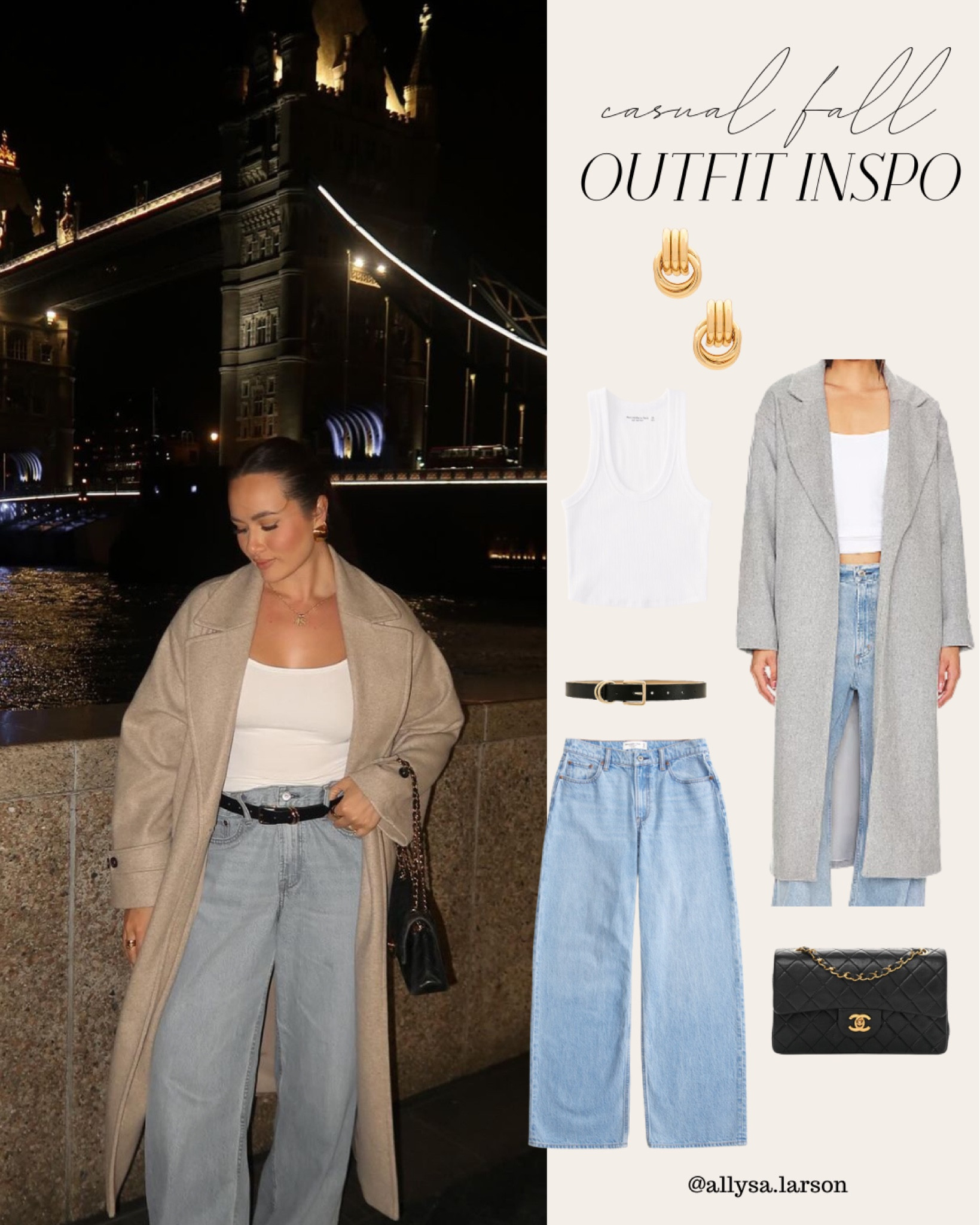 Casual fall outfit - wearing baggy jeans with a basic white tank and a neutral trench coat for an easy yet chic fall outfit

#LTKFindsUnder100 #LTKStyleTip #LTKSeasonal