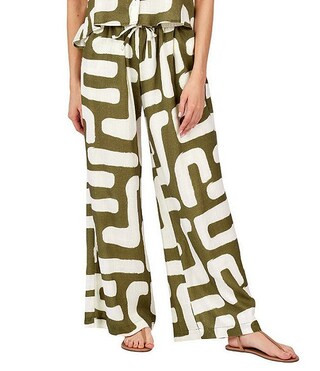Ziggy Abstract Print High Rise Linen Blend Coordinating Pants | Dillard's