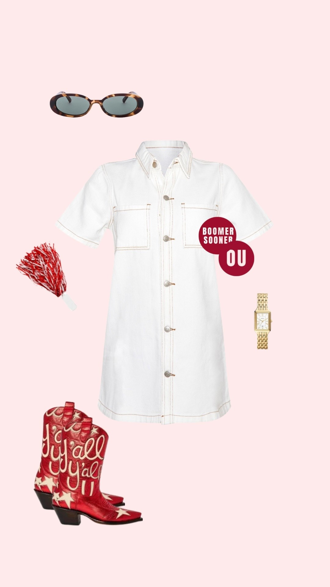 OU, Oklahoma red & white college football gameday outfit inspo!! ❤️❤️