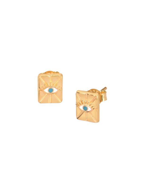 14K Gold Vermeil & Handpainted French Enamel Lucky Eye Stud Earrings | Saks Fifth Avenue OFF 5TH