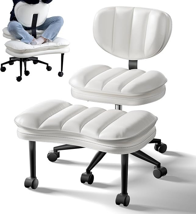 Cross Legged Office Chair, Ergonomic Cloud Criss Cross Desk Chair, Meditation Chair with Wheels, ... | Amazon (US)