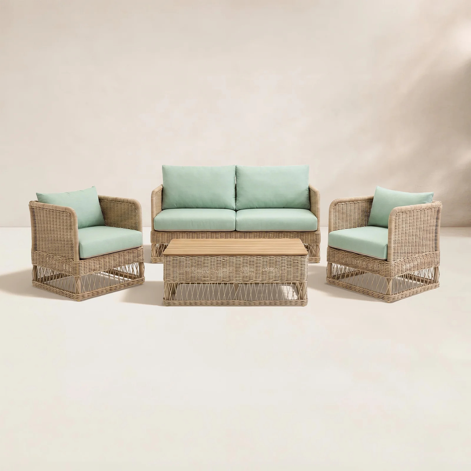 Margot Natural 4-Piece Sunbrella® Outdoor Patio Seating Set | Birch Lane