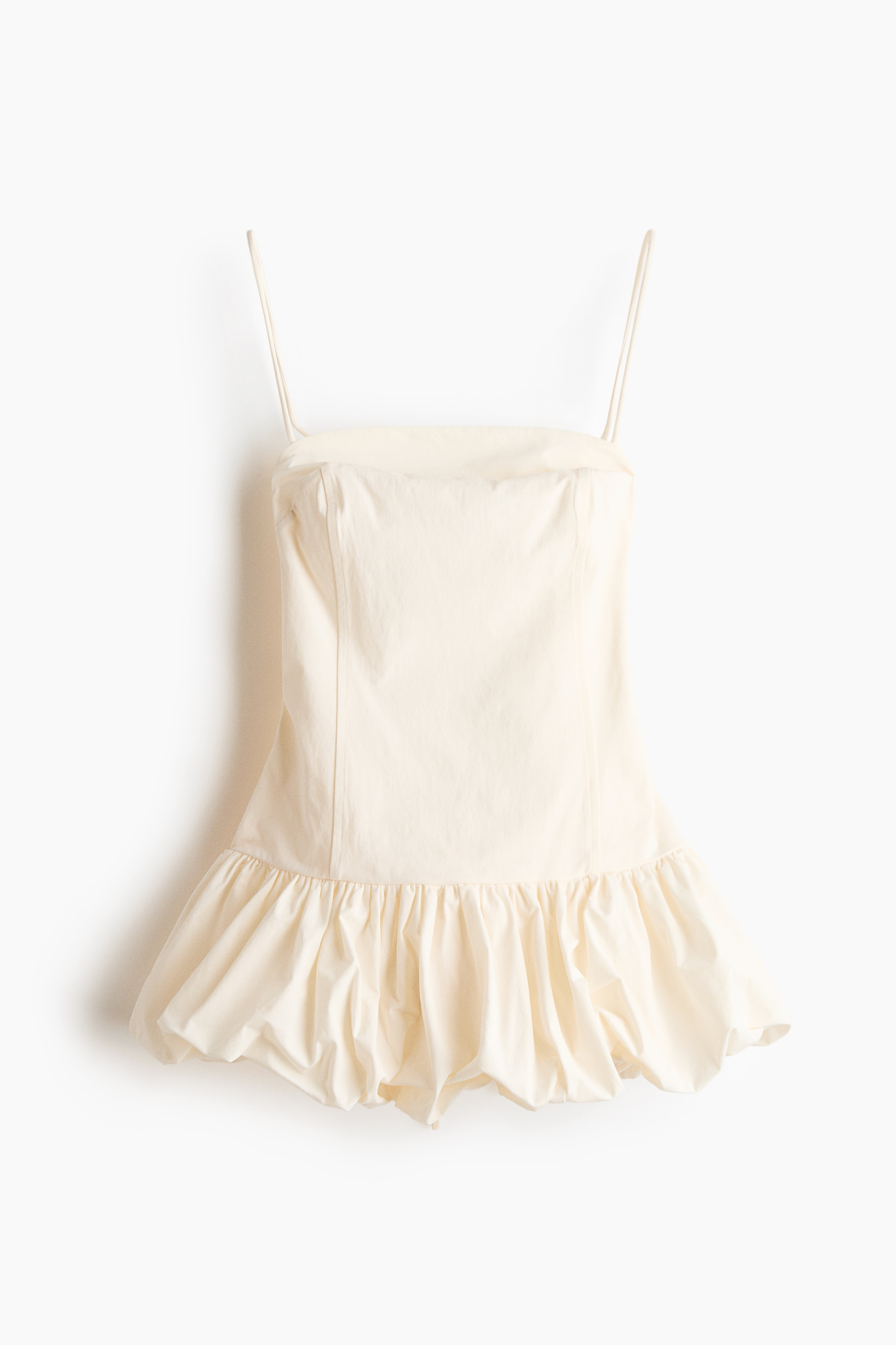 H & M - Bubble-Hem Strappy Top - Cream | H&M (US + CA)
