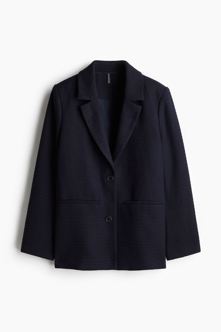 H & M - Textured-weave blazer - Blue | H&M (UK, MY, IN, SG, PH, TW, HK)