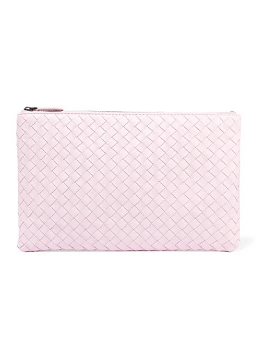 Bottega Veneta - Intrecciato Leather Pouch - Baby pink | NET-A-PORTER (US)