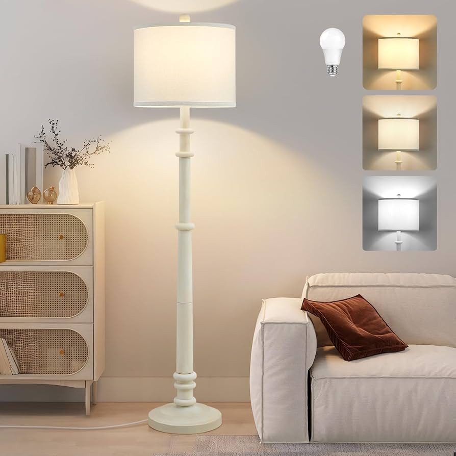 Floor Lamps for Living Room - 60" Resin Farmhouse Floor Lamp with Adjustable Color Temperatures -... | Amazon (US)