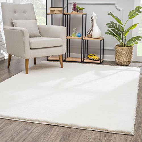 RUG BRANCH Retro 4' x 6' (3'9" X 5'6") Shag Indoor Area Rug, Plain, Beige - Living Room, Bedroom, Dining Room, and Kitchen | Amazon (US)