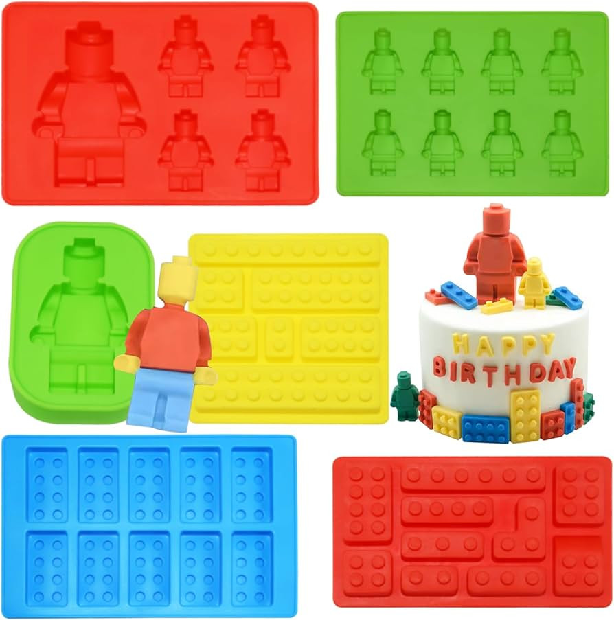 6 Pieces Building Brick Candy Mold Robots Silicone Fondant Mold Building Block Chocolate Silicone... | Amazon (US)